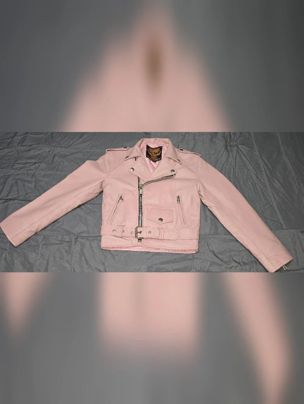 Milwaukee Leather Genuine Leather Pink Moto Biker Jacket XS Belted